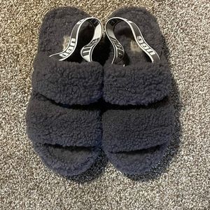 UGG platformed slippers grey